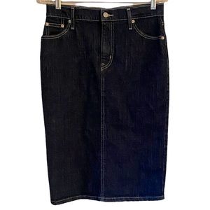 LEVI’S Dark Denim Midi Skirt Retro 70s Style Dark Blue Women Waist 28